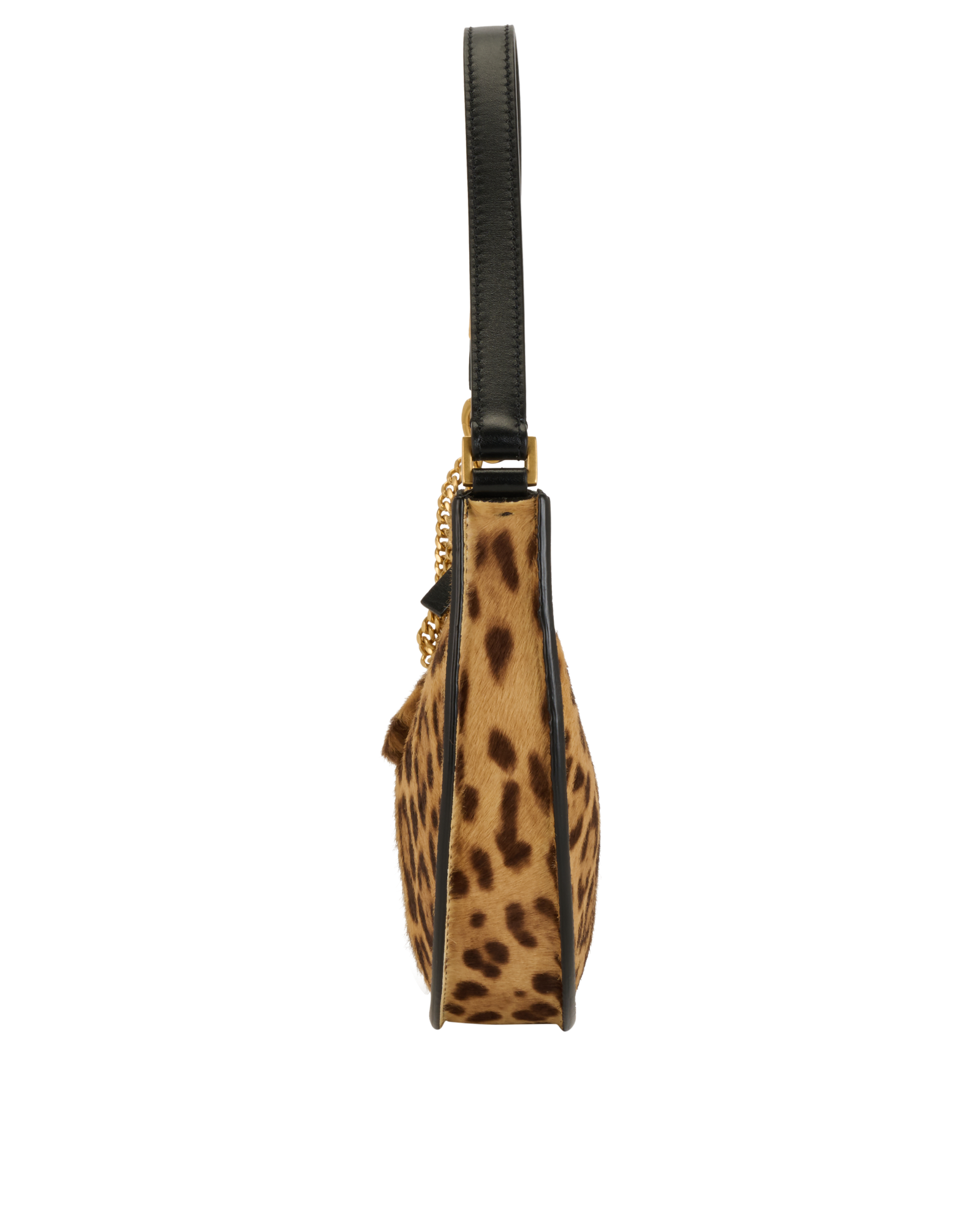 Leopard Print Shoulder Bag, &pound;650, Handbags, Brown, Pony / Calfhair, Bottom view